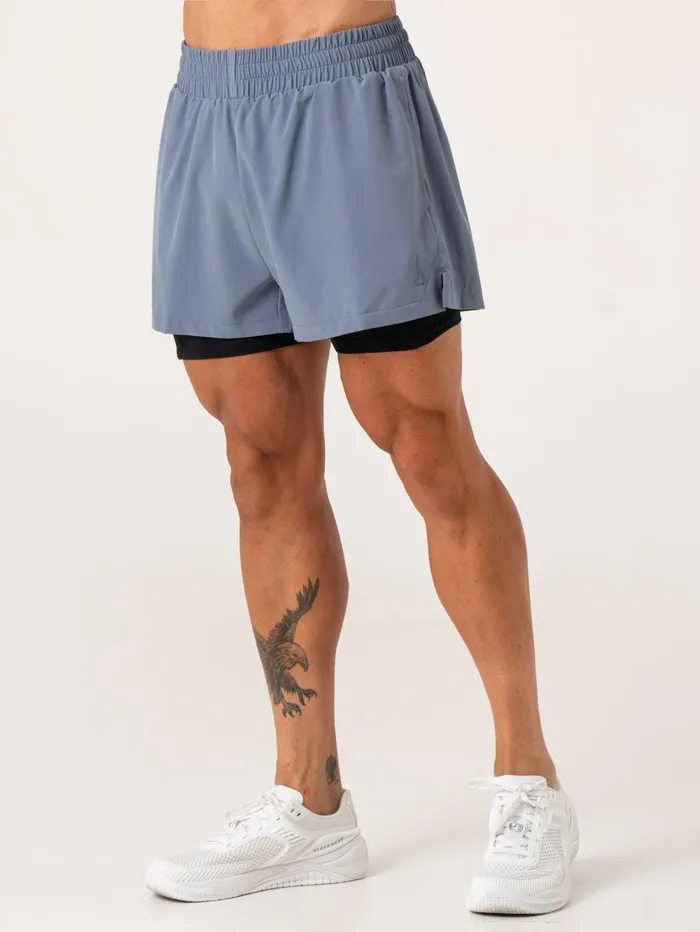 Pursuit 2 In 1 Training Shorts 8211 Denim Blue Men Ryderwear Gym Shorts