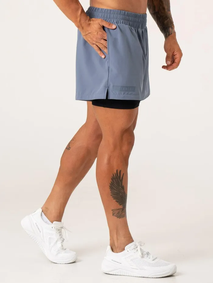 Pursuit 2 In 1 Training Shorts 8211 Denim Blue Men Ryderwear Gym Shorts