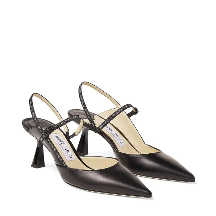 Ray 65 Black Nappa Leather Pointed Pumps With LogoWoven Ribbon Black Women JIMMY CHOO Pumps