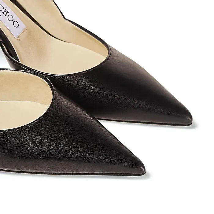 Ray 65 Black Nappa Leather Pointed Pumps With LogoWoven Ribbon Black Women JIMMY CHOO Pumps