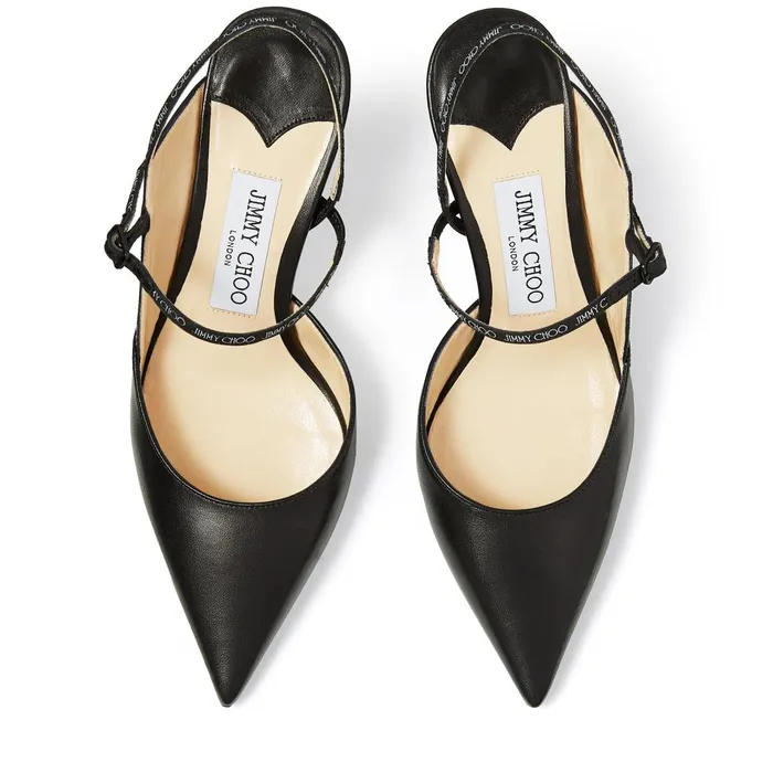 Ray 65 Black Nappa Leather Pointed Pumps With LogoWoven Ribbon Black Women JIMMY CHOO Pumps