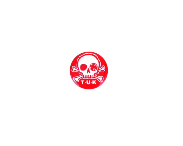 Red and White Skull Logo Metal PinBack Button Adult TUK Shoes Stickers Pins Patches Totes Red and White Skull Logo Metal PinBack Button Adult TUK Shoes Stickers Pins Patches Totes