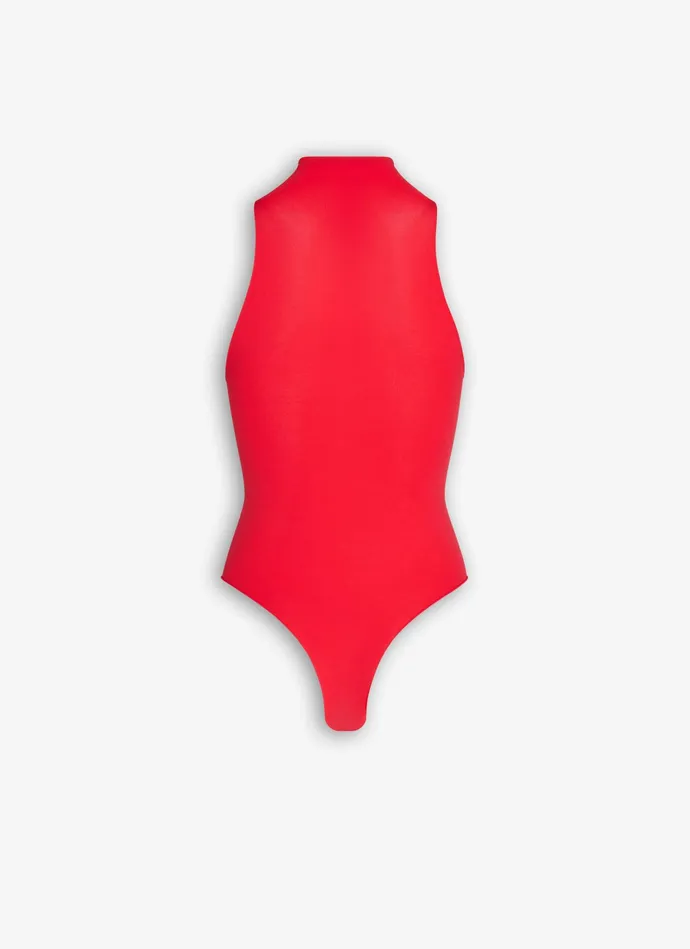 Red Fitted Body In Fine Knit Women Alaa Bodysuits and Leggings