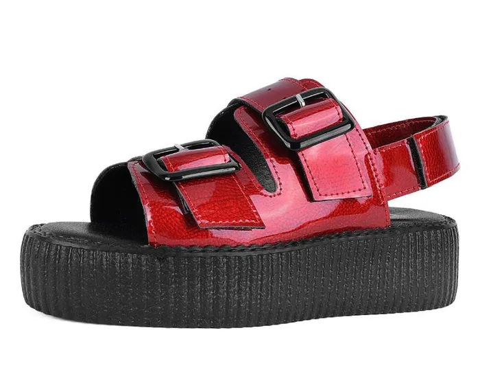 Red Patent 2Buckle Sandal Women TUK Shoes Sandals