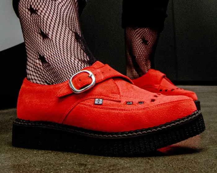 Red Suede Pointed Creeper Men TUK Shoes Dress Shoes Red Suede Pointed Creeper Men TUK Shoes Dress Shoes