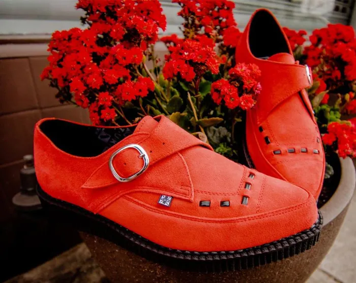 Red Suede Pointed Creeper Men TUK Shoes Dress Shoes Red Suede Pointed Creeper Men TUK Shoes Dress Shoes