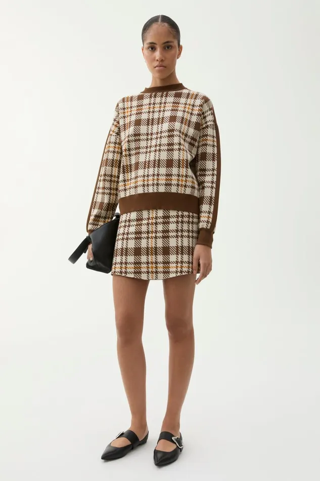 Reilly Eco Check Sweater Brown Women Rodebjer Knitwear
