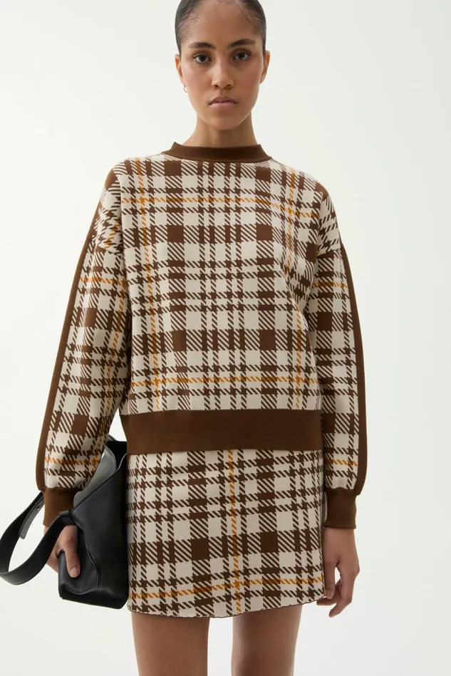 Reilly Eco Check Sweater Brown Women Rodebjer Knitwear