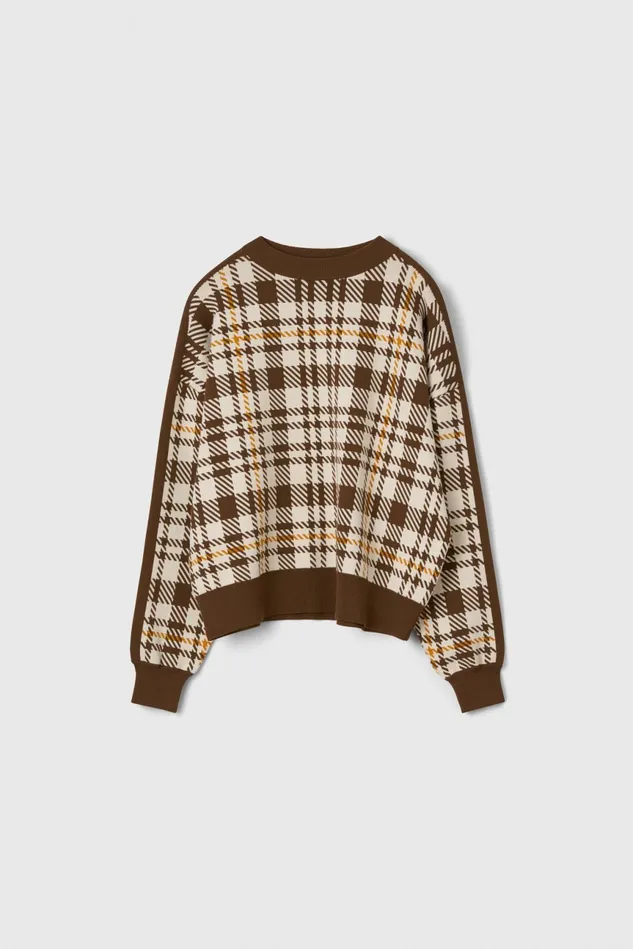 Reilly Eco Check Sweater Brown Women Rodebjer Knitwear