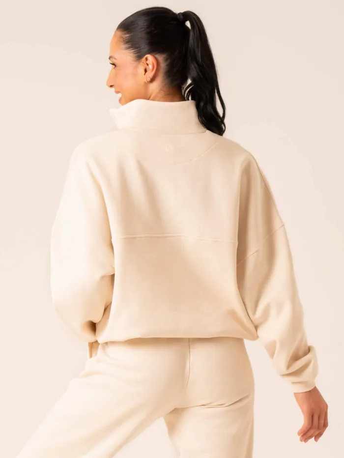Reserve Half Zip Jumper 8211 Chalk Women Ryderwear Jackets and Sweaters