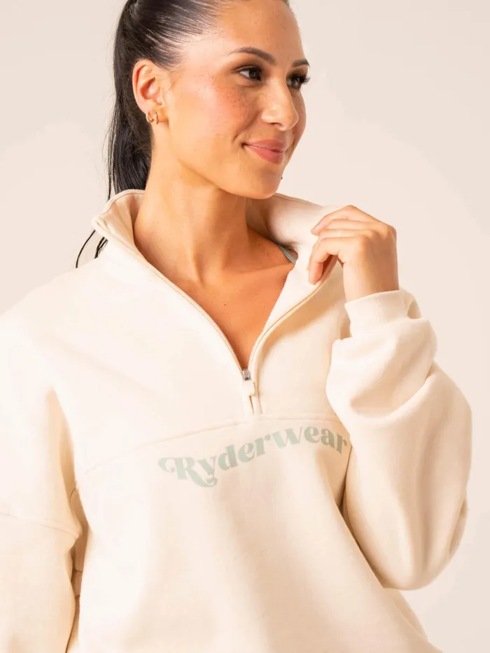 Reserve Half Zip Jumper 8211 Chalk Women Ryderwear Jackets and Sweaters