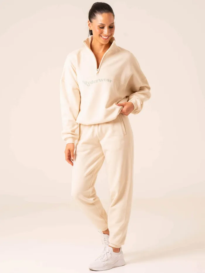 Reserve Half Zip Jumper 8211 Chalk Women Ryderwear Jackets and Sweaters