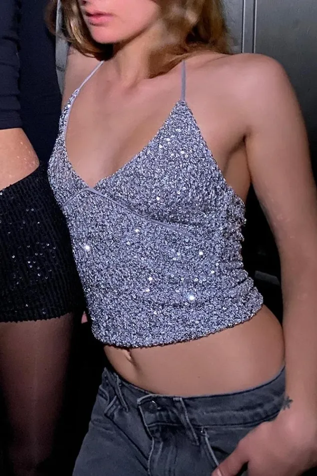 Rhinestone Top Women Subdued Tops