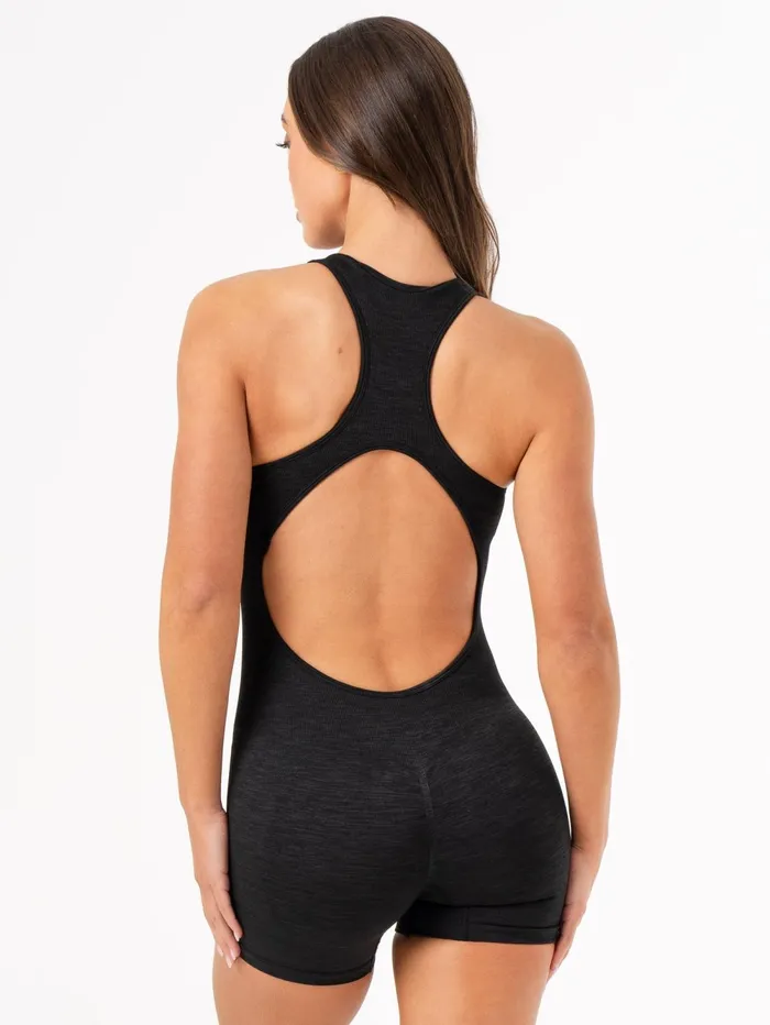 Rib Scrunch Seamless Bodysuit 8211 Black Women Ryderwear Tops