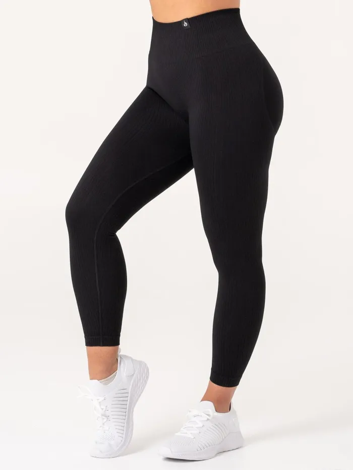 Rib Scrunch Seamless Leggings 8211 Black Women Ryderwear Leggings