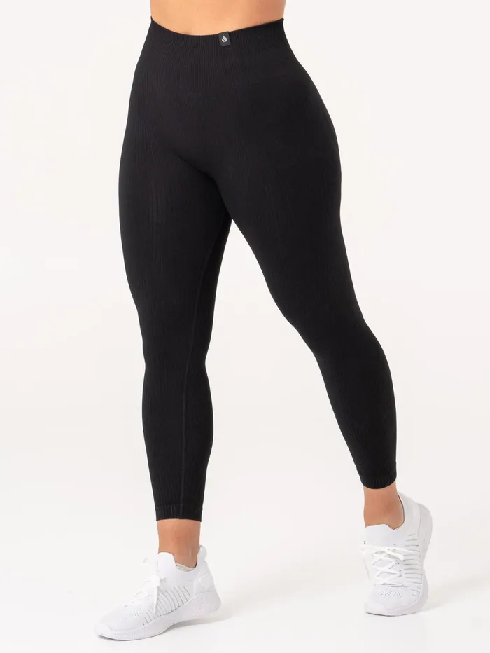 Rib Scrunch Seamless Leggings 8211 Black Women Ryderwear Leggings