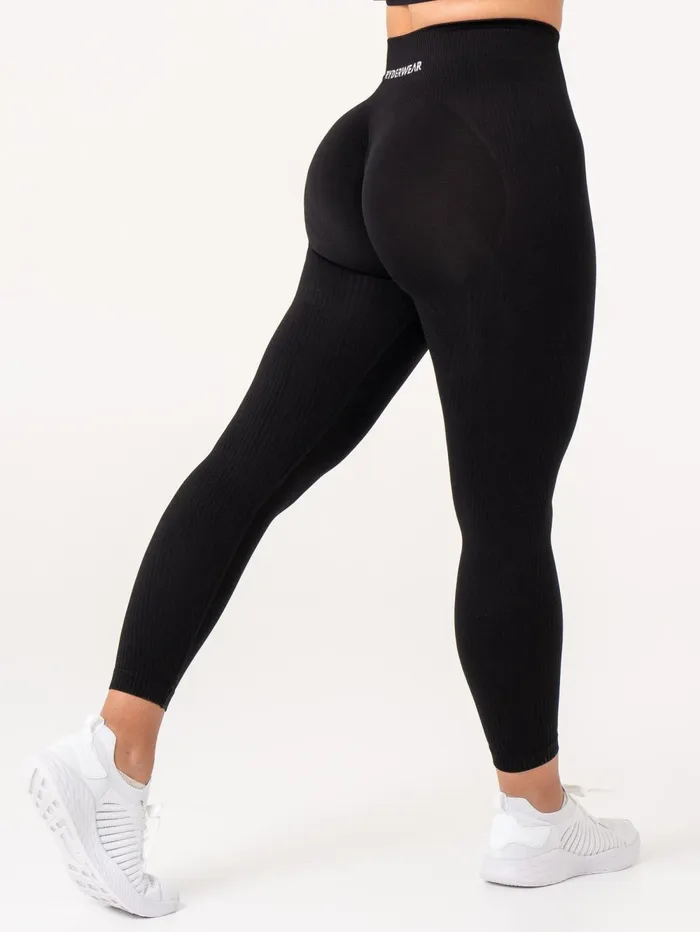 Rib Scrunch Seamless Leggings 8211 Black Women Ryderwear Leggings