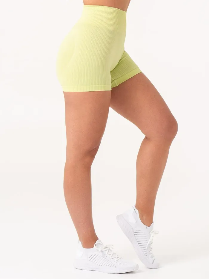 Rib Scrunch Seamless Shorts 8211 Lime Women Ryderwear Gym Shorts