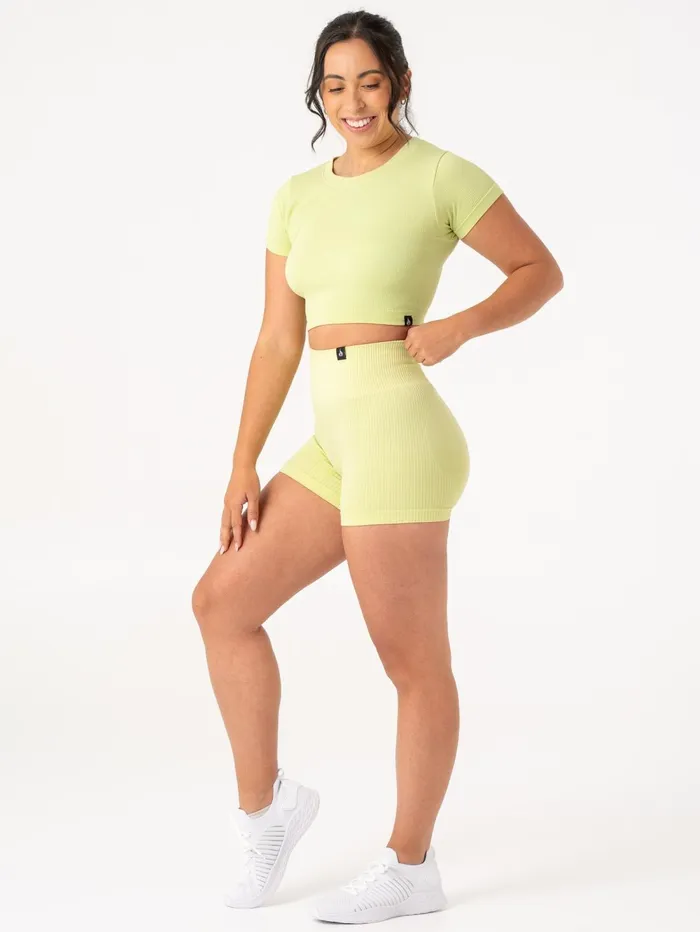 Rib Scrunch Seamless Shorts 8211 Lime Women Ryderwear Gym Shorts