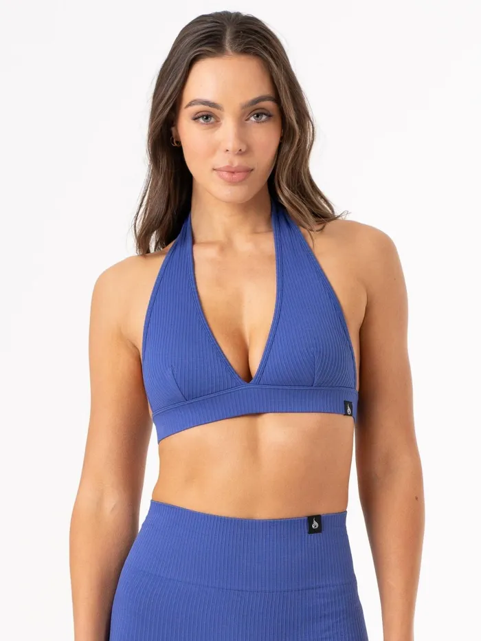 Rib Seamless Halter Sports Bra 8211 Cobalt Women Ryderwear Sports Bras