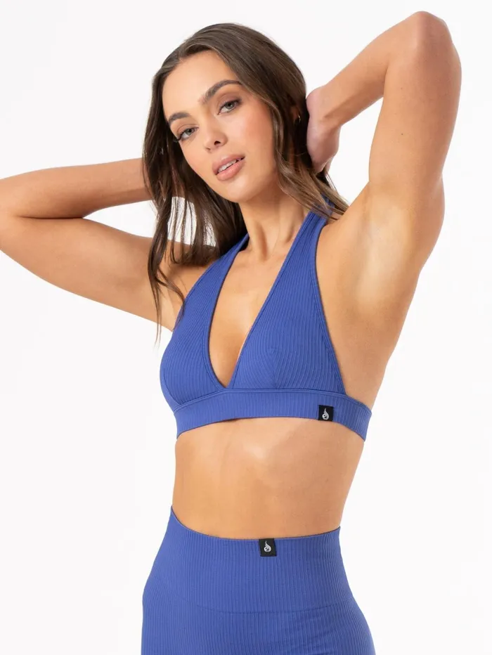 Rib Seamless Halter Sports Bra 8211 Cobalt Women Ryderwear Sports Bras