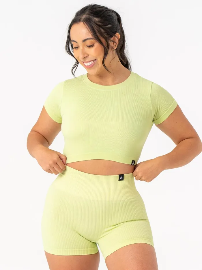 Rib Seamless TShirt 8211 Lime Women Ryderwear Tops