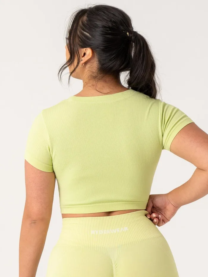 Rib Seamless TShirt 8211 Lime Women Ryderwear Tops