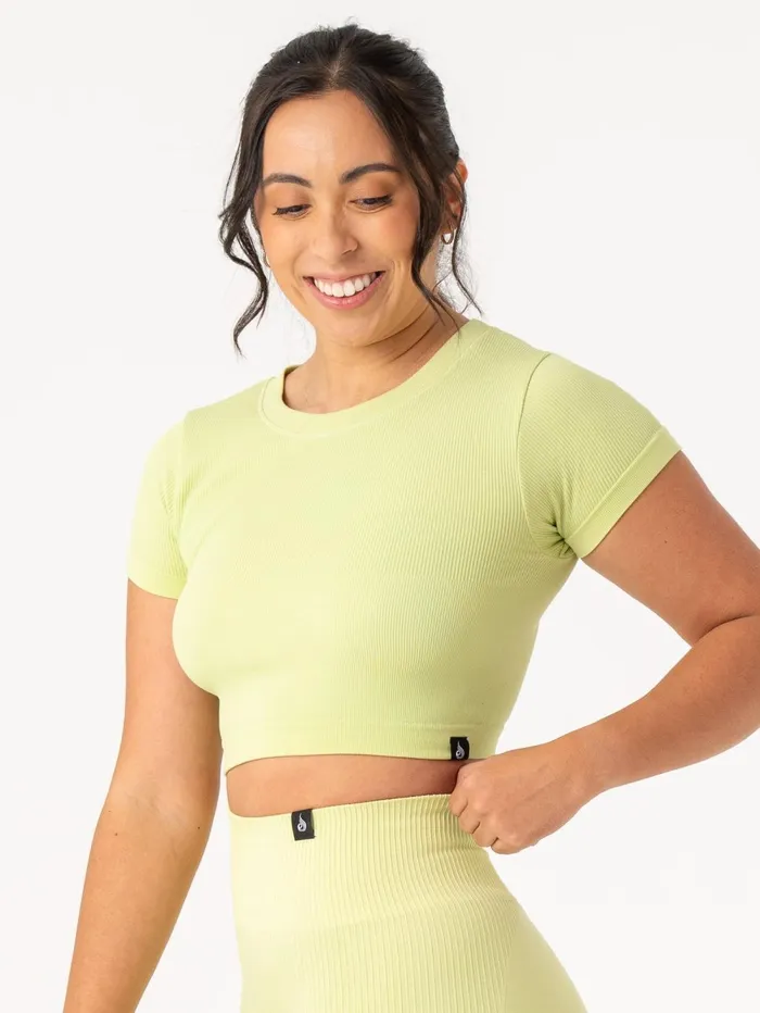 Rib Seamless TShirt 8211 Lime Women Ryderwear Tops