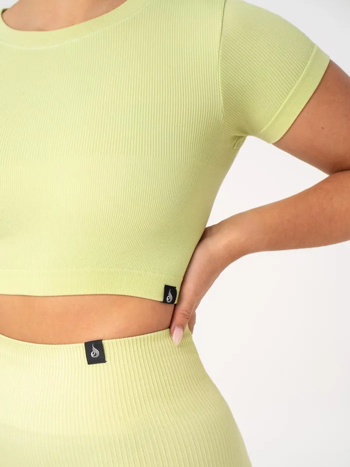 Rib Seamless TShirt 8211 Lime Women Ryderwear Tops