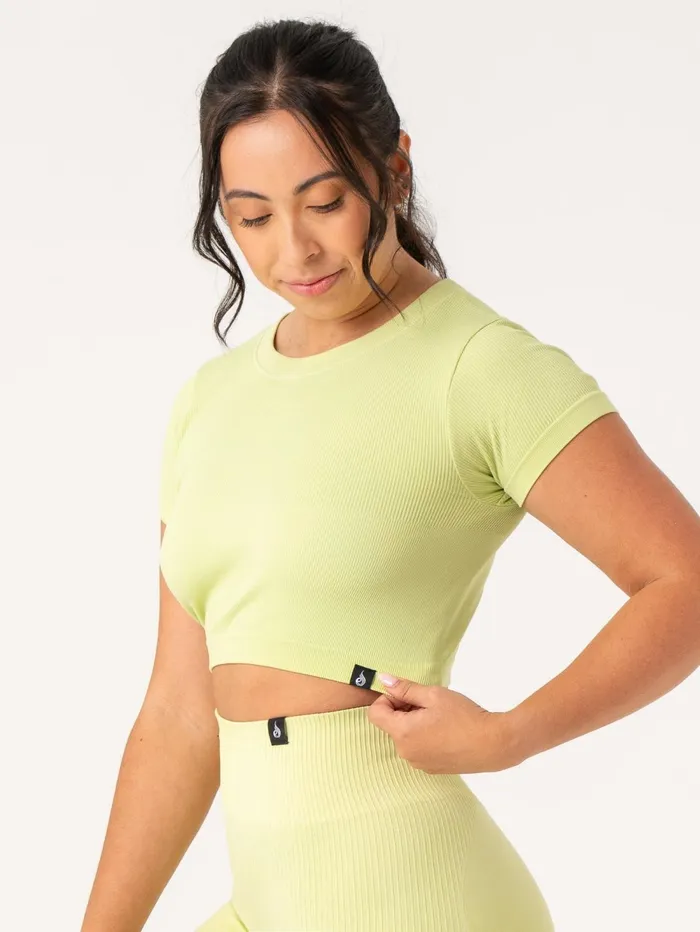 Rib Seamless TShirt 8211 Lime Women Ryderwear Tops