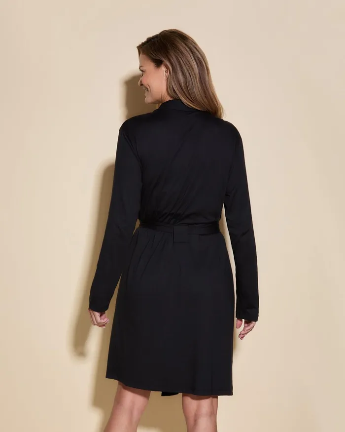 Robes Women Cosabella Bella Long Sleeve Robe With Pockets Black