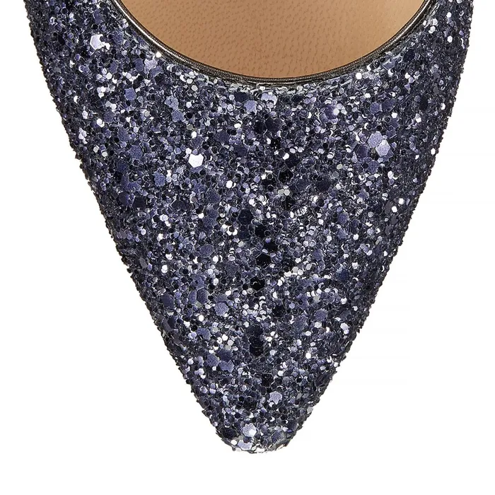 Romy 60 Navy And Silver Coarse Glitter Degrad Pointy Toe Pumps Navysilver Women JIMMY CHOO Bridal Shoes