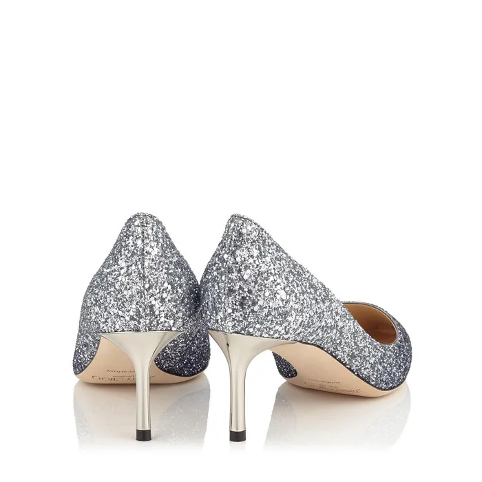 Romy 60 Navy And Silver Coarse Glitter Degrad Pointy Toe Pumps Navysilver Women JIMMY CHOO Bridal Shoes