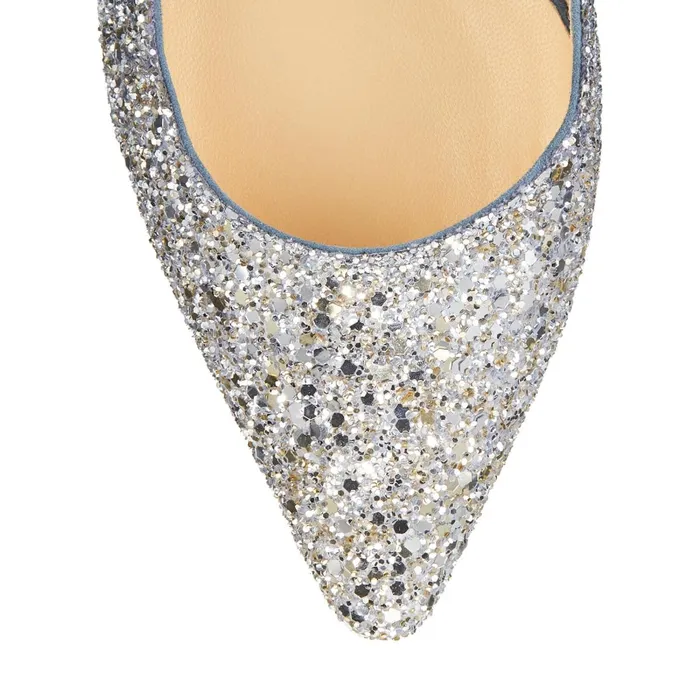 Romy 60 Silver And Dusk Blue Fireball Glitter Dgrad Fabric Pointy Toe Pumps Silverdusk Blue Women JIMMY CHOO Bridal Shoes