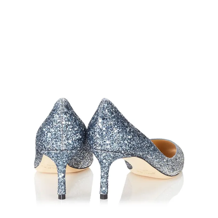 Romy 60 Silver And Dusk Blue Fireball Glitter Dgrad Fabric Pointy Toe Pumps Silverdusk Blue Women JIMMY CHOO Bridal Shoes