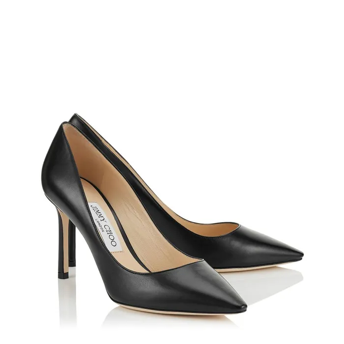 Romy 85 Black Kid Leather Pointy Toe Pumps Black Women JIMMY CHOO Pumps