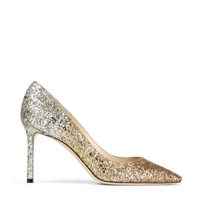 Romy 85 Metallic Glitter Degrad Pointed Pumps Rose Goldgoldsilver Women JIMMY CHOO Bridal Shoes Romy 85 Metallic Glitter Degrad Pointed Pumps Rose Goldgoldsilver Women JIMMY CHOO Bridal Shoes