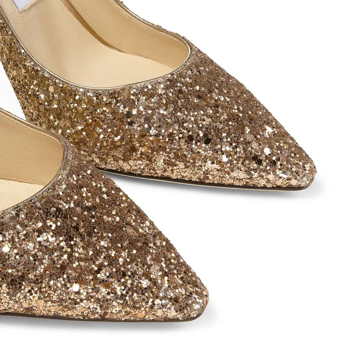 Romy 85 Metallic Glitter Degrad Pointed Pumps Rose Goldgoldsilver Women JIMMY CHOO Bridal Shoes