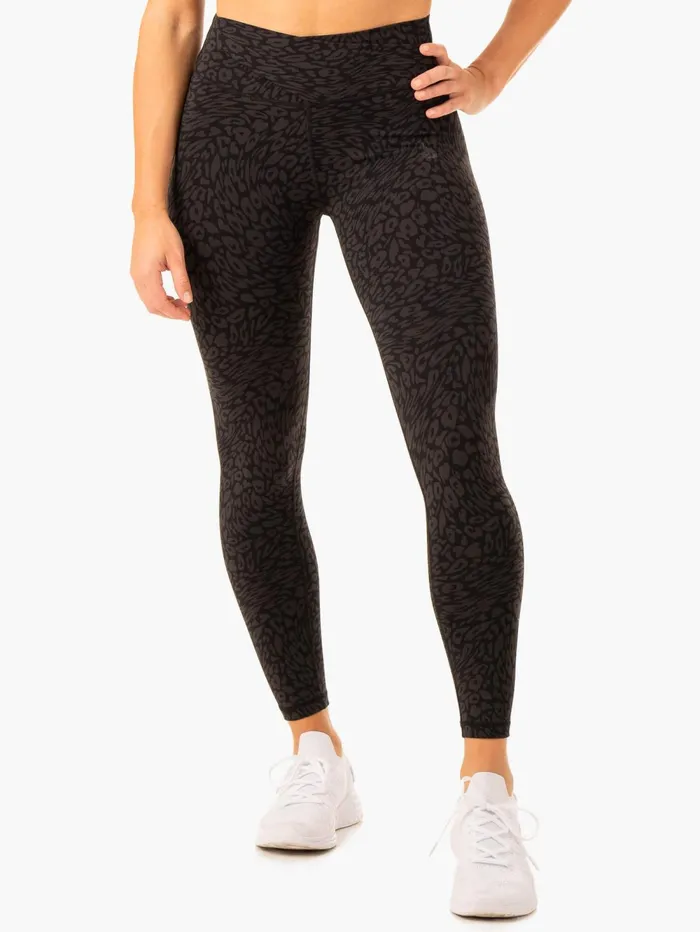 Rotation High Waisted Scrunch Leggings 8211 Black Leopard Women Ryderwear Leggings