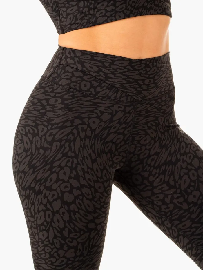 Rotation High Waisted Scrunch Leggings 8211 Black Leopard Women Ryderwear Leggings