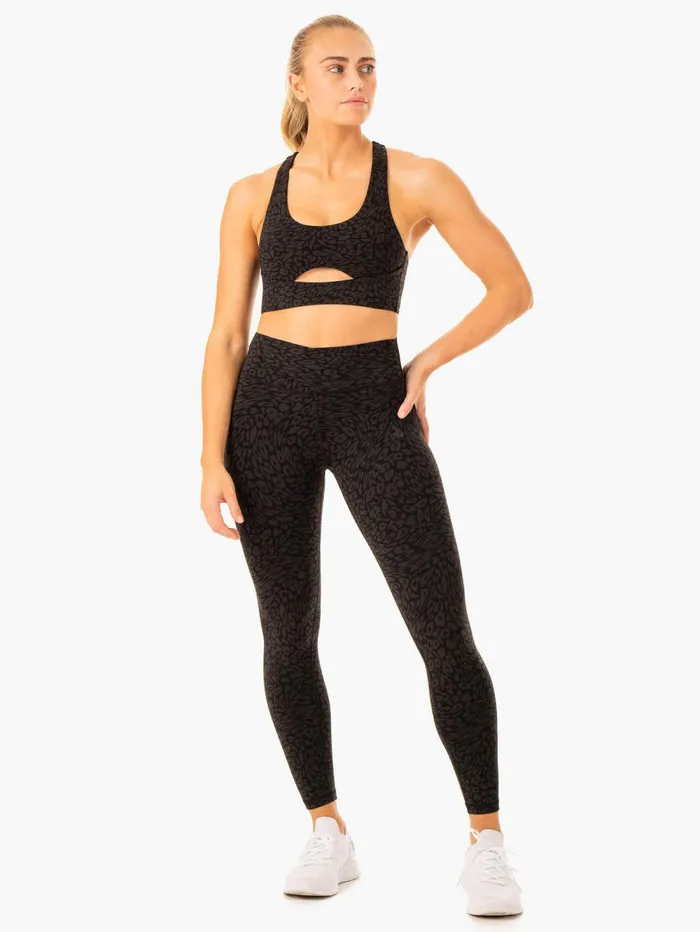 Rotation High Waisted Scrunch Leggings 8211 Black Leopard Women Ryderwear Leggings