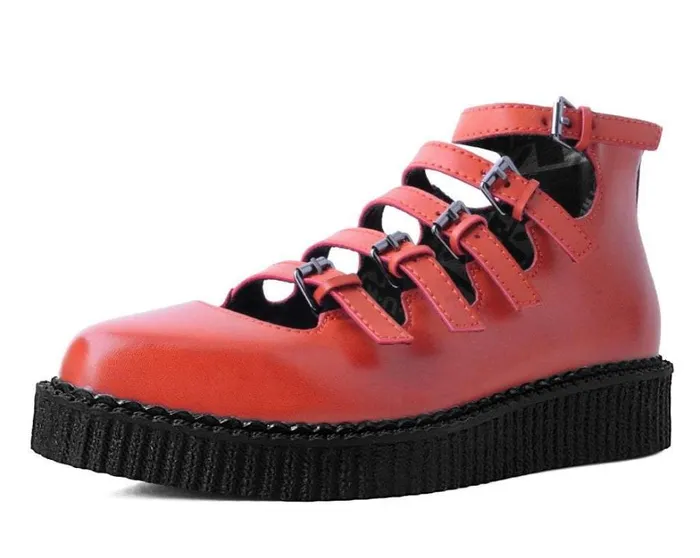 Rust Burnished TUKskin MultiStrap Pointed Mary Jane Women TUK Shoes Vegan