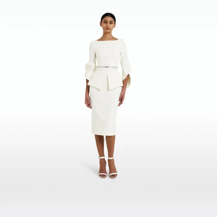 Safiyaa Alondra Ivory Midi Dress Women Dresses