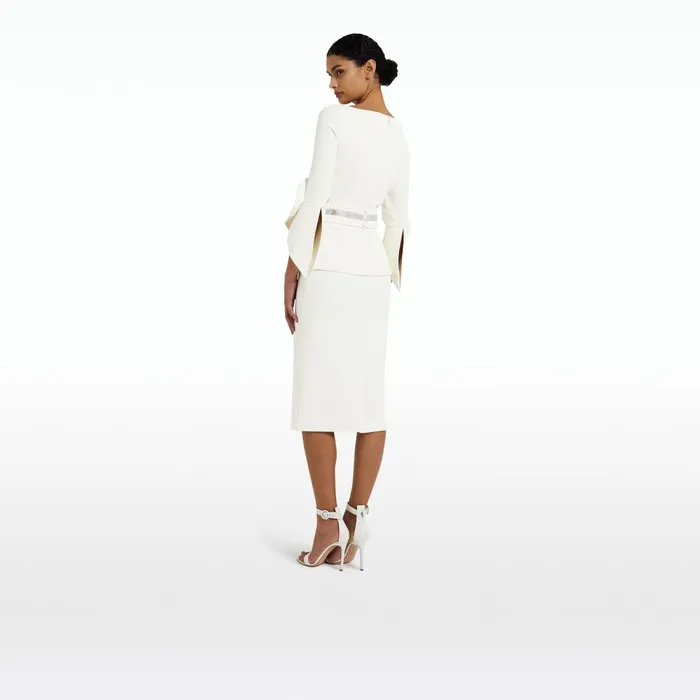 Safiyaa Alondra Ivory Midi Dress Women Dresses
