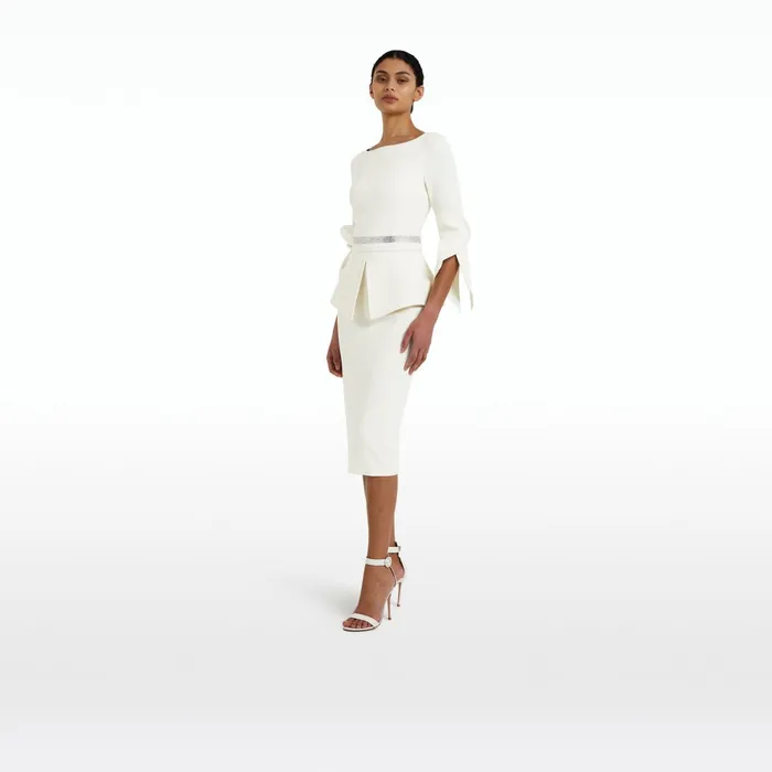 Safiyaa Alondra Ivory Midi Dress Women Dresses