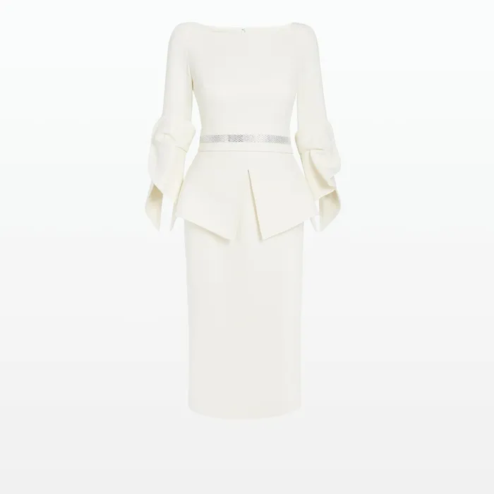 Safiyaa Alondra Ivory Midi Dress Women Dresses