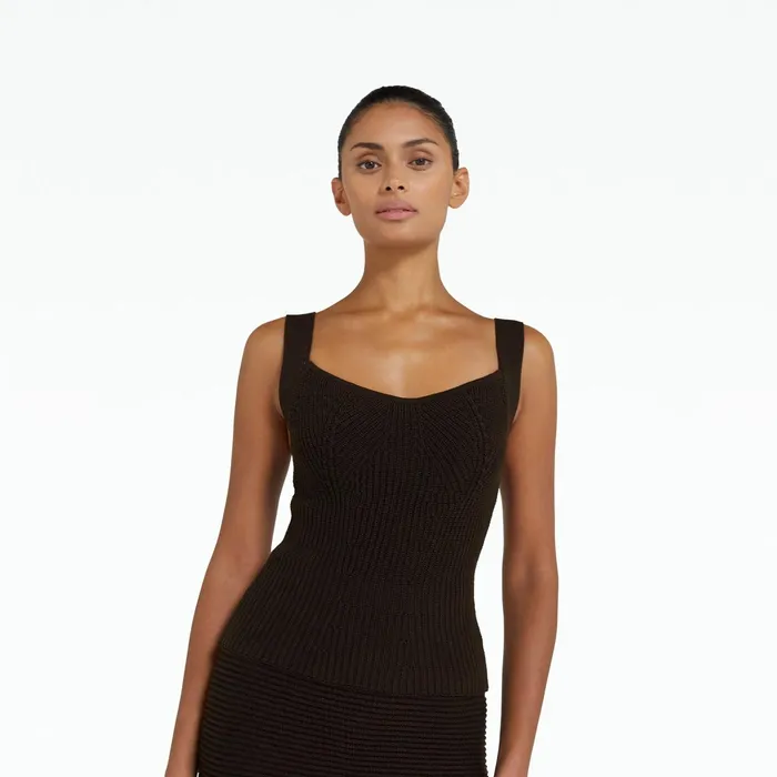 Safiyaa Amal Dark Mocha Crochet Top Women Tops