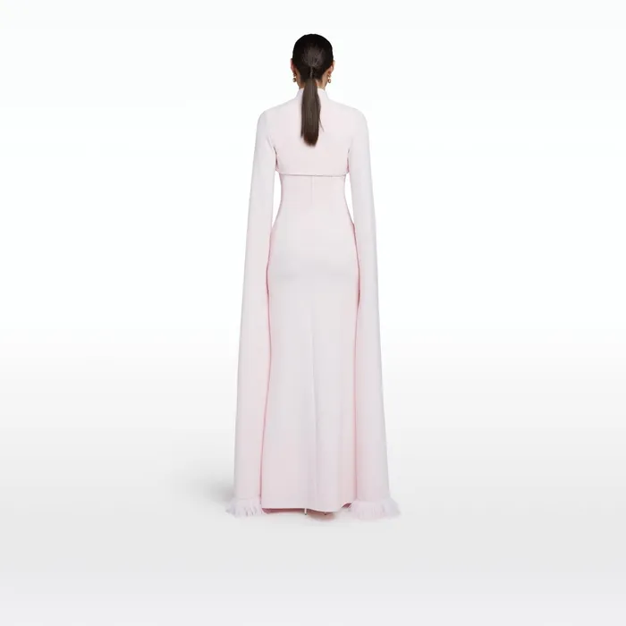 Safiyaa Amari Pale Pink FeatherTrimmed Bolero With Soshin Dress Women Dresses