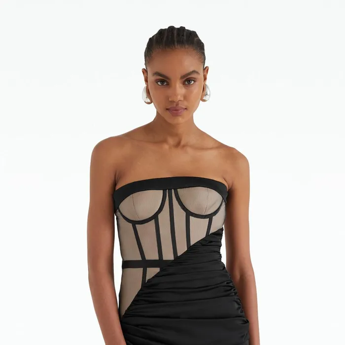 Safiyaa Ames Black Midi Dress Women Dresses