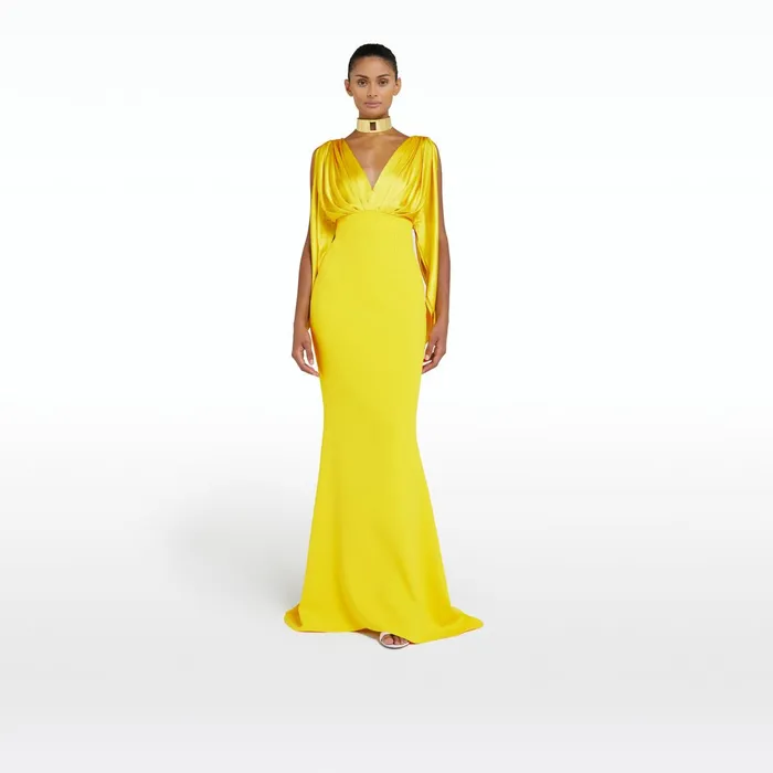 Safiyaa Amina Canary Long Dress Women Dresses